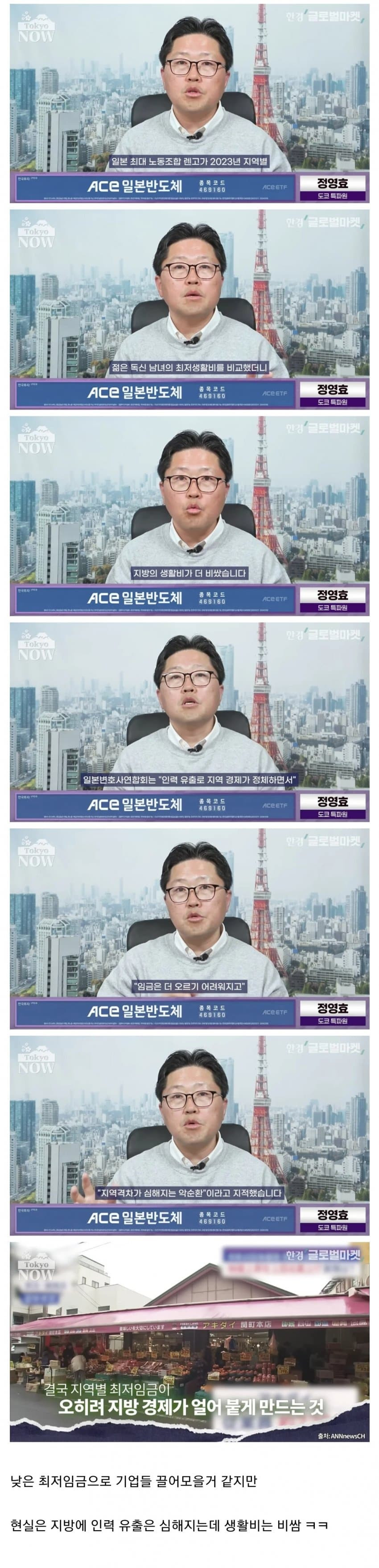 일본 지역별 최저임금 다르게 한 결과