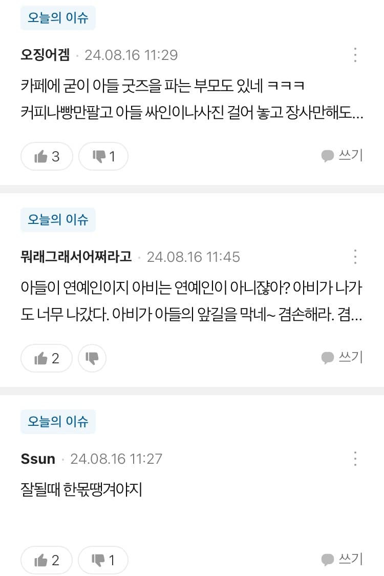 과도한 아들팔이 논란